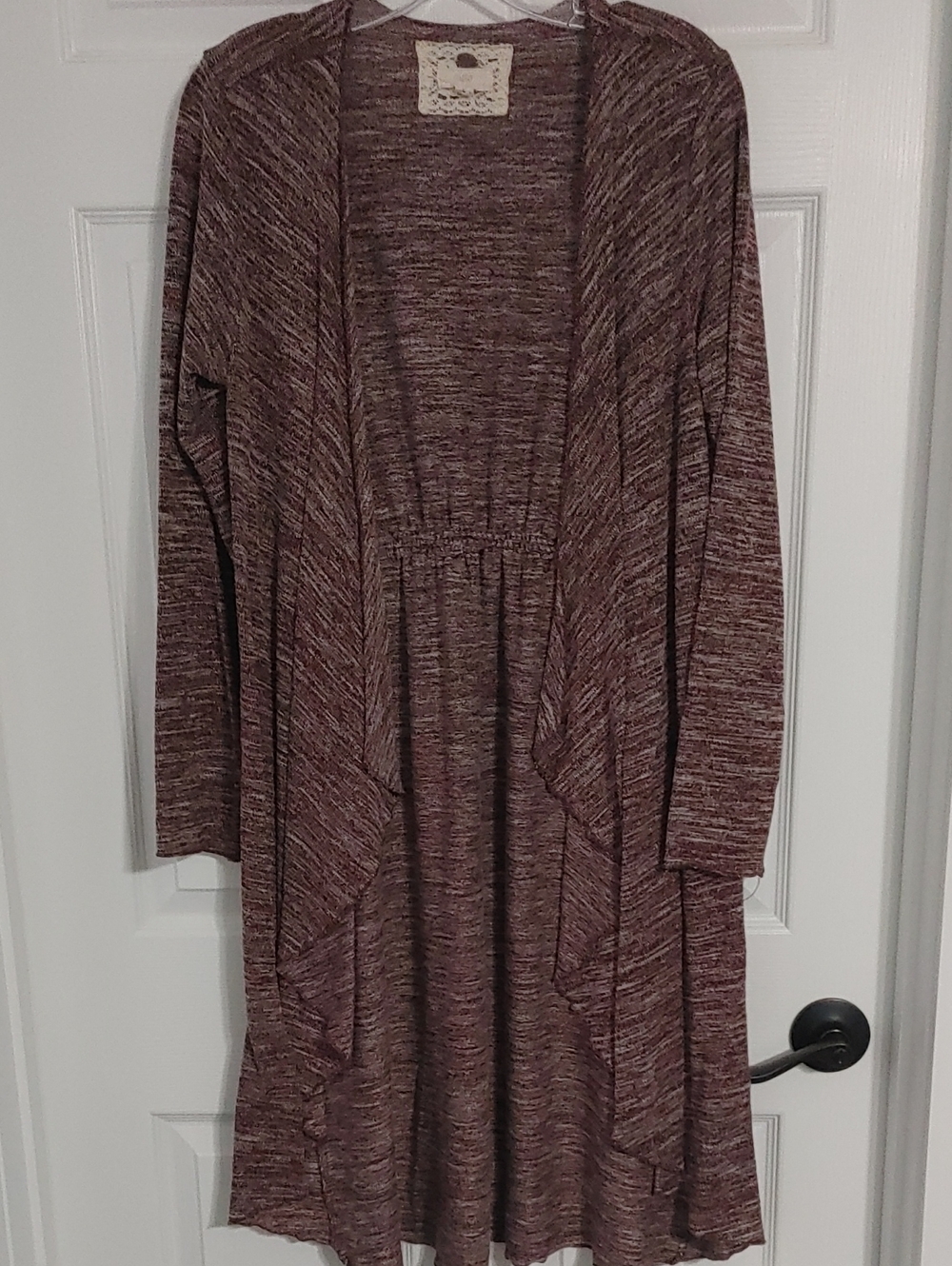 Cupio Long-Sleeve Open Cardigan in Mauve Marled Women's LG